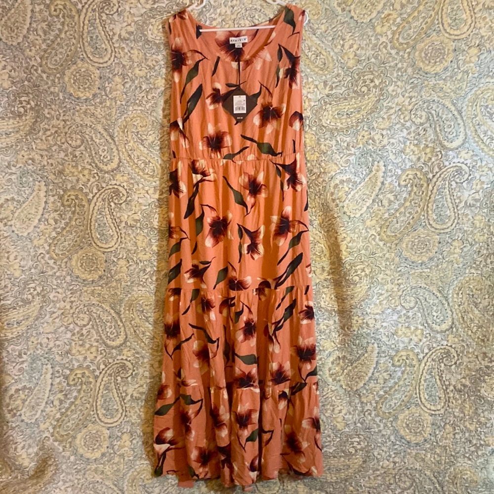 gorgeous AVA&VIV Pink dress with beautiful flowers on it sleeveless new 1x